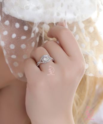 💍انگشتر جواهری نقره عیار ۹۲۵ با روکش طلا سفید‌‌‌‌‌‌‌ و داخل رکاب رزگلد