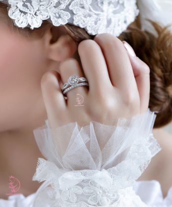 💍حلقه و پشت حلقه جواهری نقره عیار ۹۲۵ با روکش طلا سفید‌‌‌‌‌‌‌ و داخل رکاب رزگلد	