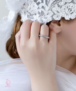 💍حلقه جواهری ساده و کلاسیک نقره عیار ۹۲۵ با روکش طلا سفید‌‌