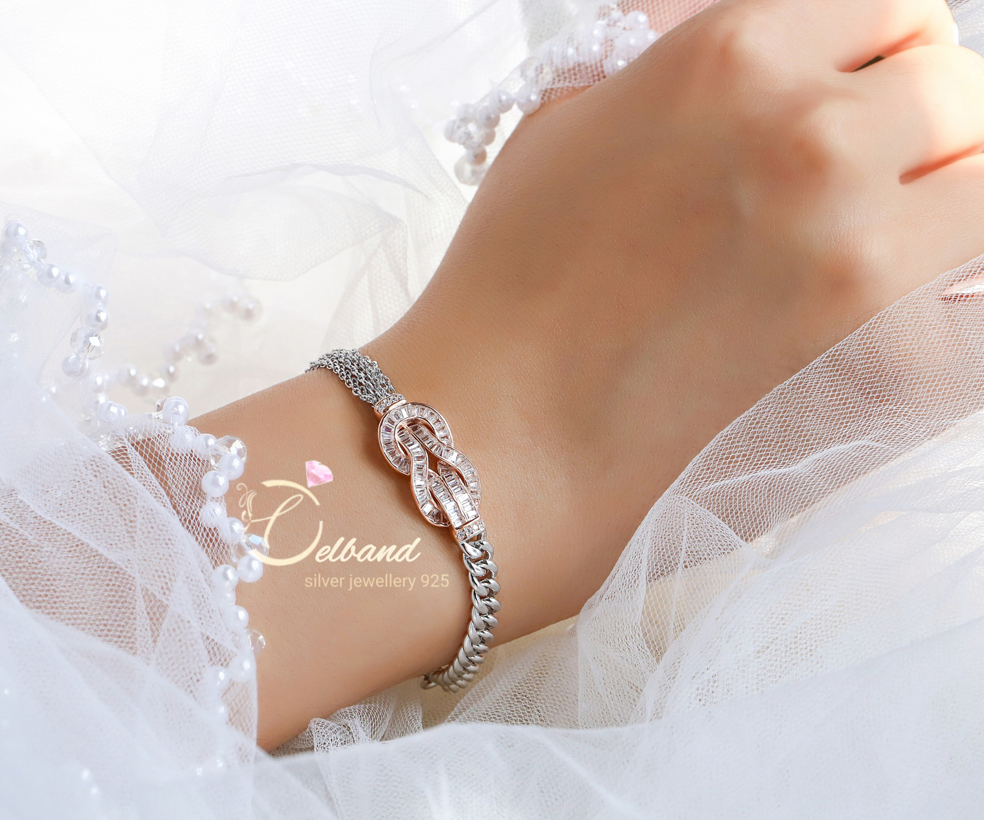 💍دستبند جواهری لوکس  امگا فِرِد خاص و زیبا، نقره عیار 925 (D_7013)