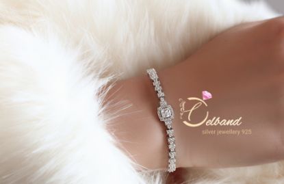 💍دستبند جواهری پرنس بسیار زیبا نقره عیار ۹۲۵ با روکش طلا سفید‌‌‌‌‌‌‌