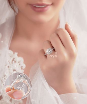 ‌‌💍 انگشتر جواهری نگین کوسنی ( Cushion_cut) ؛ با طراحی Verragio نقره عیار ۹۲۵ با روکش طلا سفید‌‌‌‌‌‌‌ ‌‌و رزگلد ‌‌