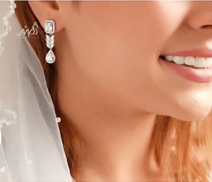 💍گوشواره جواهری لوکس ؛ با طراحی ژورنالی بسیار خاص و زیبا نقره عیار ۹۲۵ (E_5007)