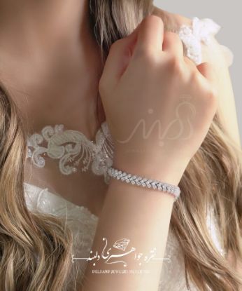 💍دستبند جواهری لوکس و زیبا طرح قلب ، نقره عیار ۹۲۵ با روکش طلا سفید‌‌‌‌‌‌‌ و قفل جواهری(D_7038)