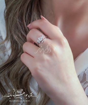 💍انگشتر ظريف طرح جواهر برگ نقره عیار ۹۲۵ ‌‌‌‌‌‌‌(R_1081)