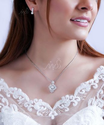 💍نیم ست جواهری با طراحی ژورنالی جواهرات  ؛ نقره عیار ۹۲۵ (N_4136)