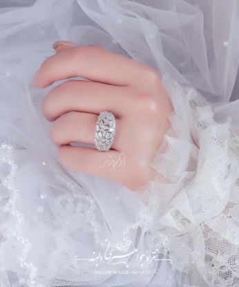 💍انگشتر جواهری مارکیز ؛ با طراحی شیک و زیبا نقره عیار ۹۲۵(R_1043)