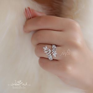 💍انگشتر جواهری پرطرفدار طرح خوشه گندم ؛ با طراحی جذاب و زیبا نقره عیار ۹۲۵ (R_1109)	