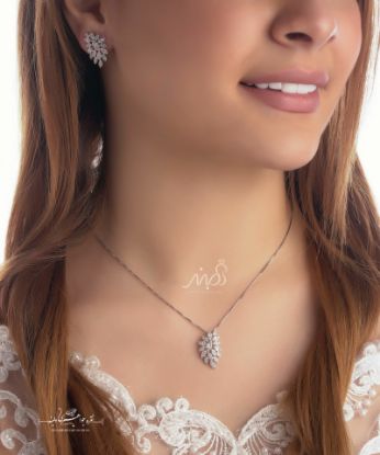 💍نیم ست جواهری با زنجیر با طراحی ژورنالی جواهرات بروز دنیا ؛ نقره عیار ۹۲۵ (N_4116)