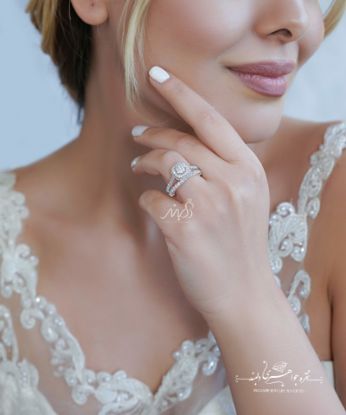 ‌‌💍 حلقه و پشت حلقه جواهری نگین کوسنی ( Cushion_cut) ؛ با طراحی Verragio نقره عیار ۹۲۵ با روکش طلا سفید‌‌‌‌‌‌‌ ‌‌و رزگلد ‌‌