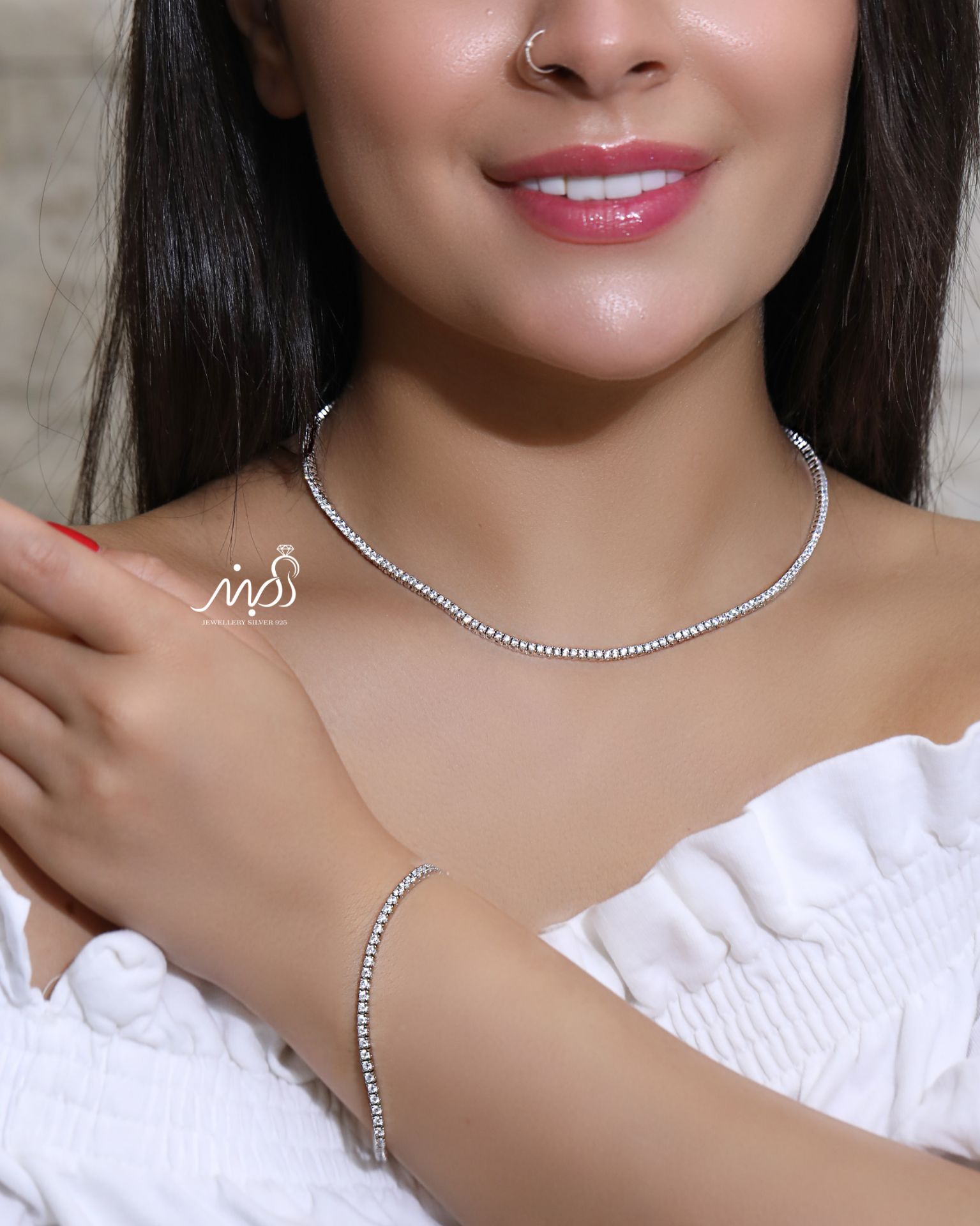 تصویر  💍گردنبند طرح جواهر پرطرفدار تنیسی 2 میل ؛ نقره عیار ۹۲۵ (G_3210)	