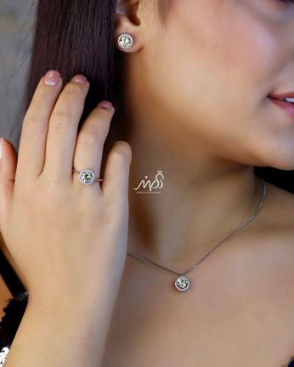 💍نیم ست جواهری با نگين سیترين خاص و زيبا نقره عیار 925 (اويز، گوشواره و انگشتر )(N_4353)‌‌‌‌‌‌ ‌	