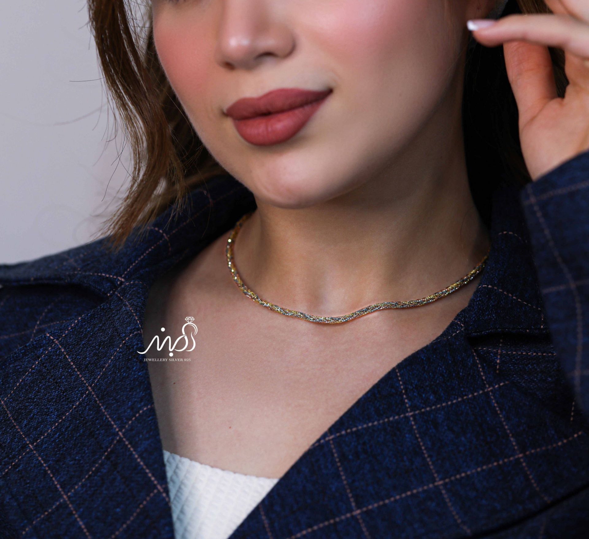 💍گردنبند جواهري طنابي  طلايي 45 سانت  خاص و زیبا ، نقره عیار 925 (G_3243)‌‌‌‌‌‌	