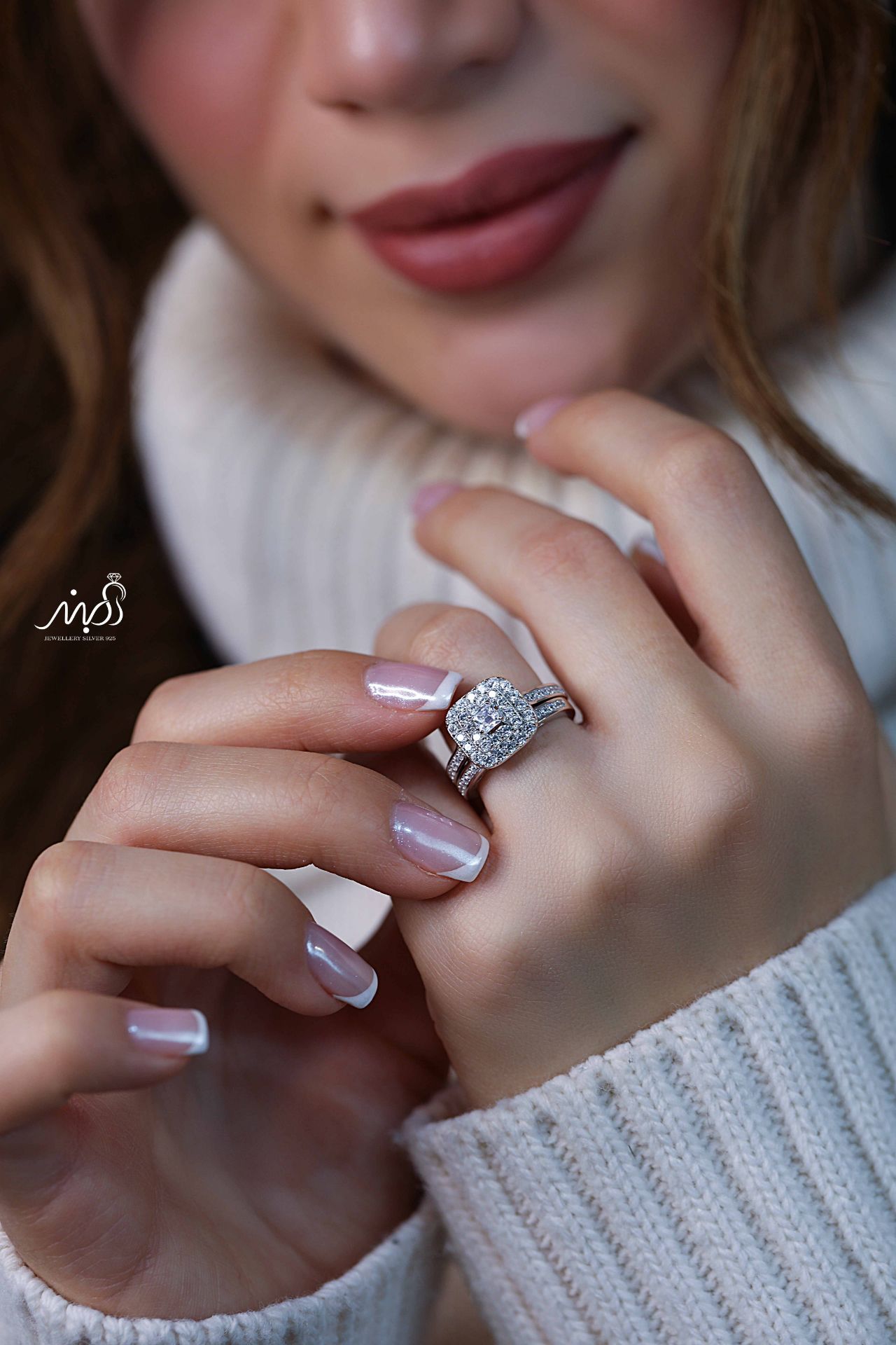 💍حلقه و پشت حلقه جواهری ، خاص و زیبا نقره عیار ۹۲۵(P_2046)	