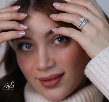💍حلقه و پشت حلقه جواهری ، خاص و زیبا نقره عیار ۹۲۵(P_2047)	