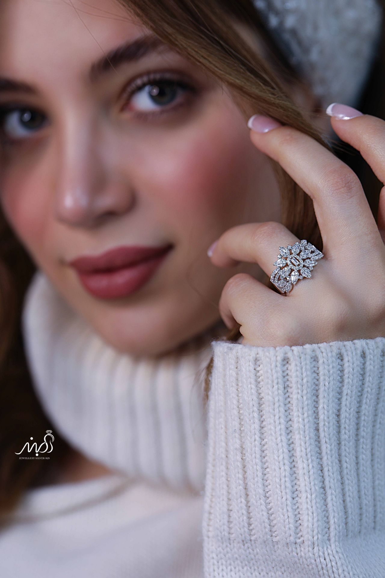 💍انگشتر جواهري مارکیز خاص و زیبا؛ نقره عیار ۹۲۵(R_1227)	