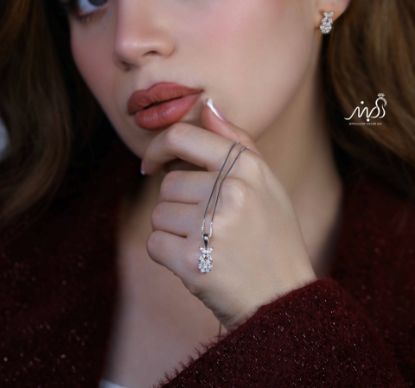 💍نیم ست جواهری گل (آويز و گوشواره) خاص و زیبا ، نقره عیار ۹۲۵( N_4354)	