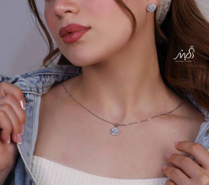 💍نیم ست جواهری گل (آويز و گوشواره) خاص و زیبا ، نقره عیار ۹۲۵( N_4355)	