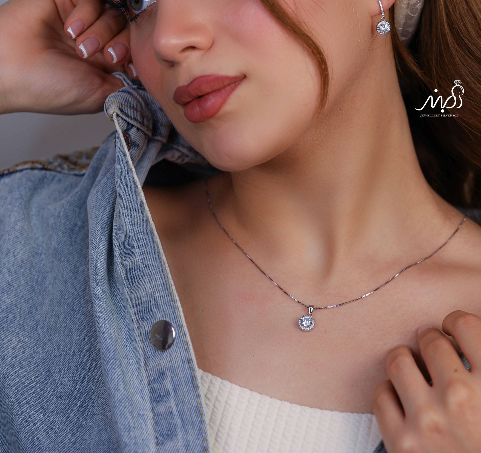 💍نیم ست جواهری(آويز و گوشواره) خاص و زیبا ، نقره عیار ۹۲۵( N_4356)	