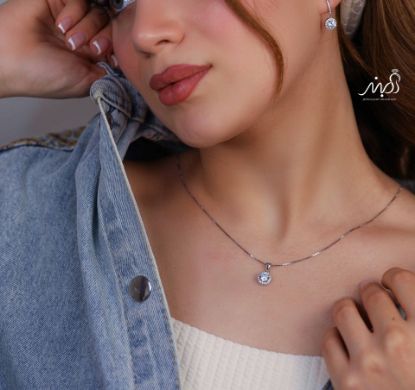 💍نیم ست جواهری(آويز و گوشواره) خاص و زیبا ، نقره عیار ۹۲۵( N_4356)	