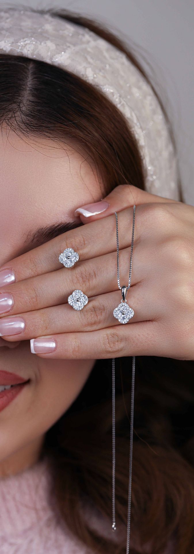 💍نیم ست ونکلیف(آويز و گوشواره) خاص و زیبا ، نقره عیار ۹۲۵( N_4361)	