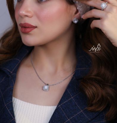 💍نیم ست جواهری لاکچری با نگین صدفی خاص و زیبا (آویز ، گوشواره ، انگشتر )، نقره عیار ۹۲۵(N_4365)	