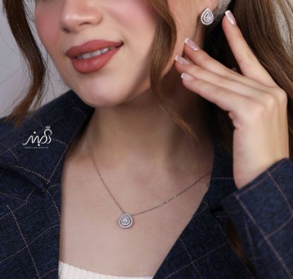 💍نیم ست جواهری خاص و زيبا نقره عیار ۹۲۵ (گردنبندو گوشواره )(N_4377)‌‌‌‌‌‌ ‌	
