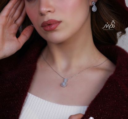 💍نیم ست جواهری خاص و زيبا نقره عیار ۹۲۵ (گردنبندو گوشواره )(N_4378)‌‌‌‌‌‌ ‌	