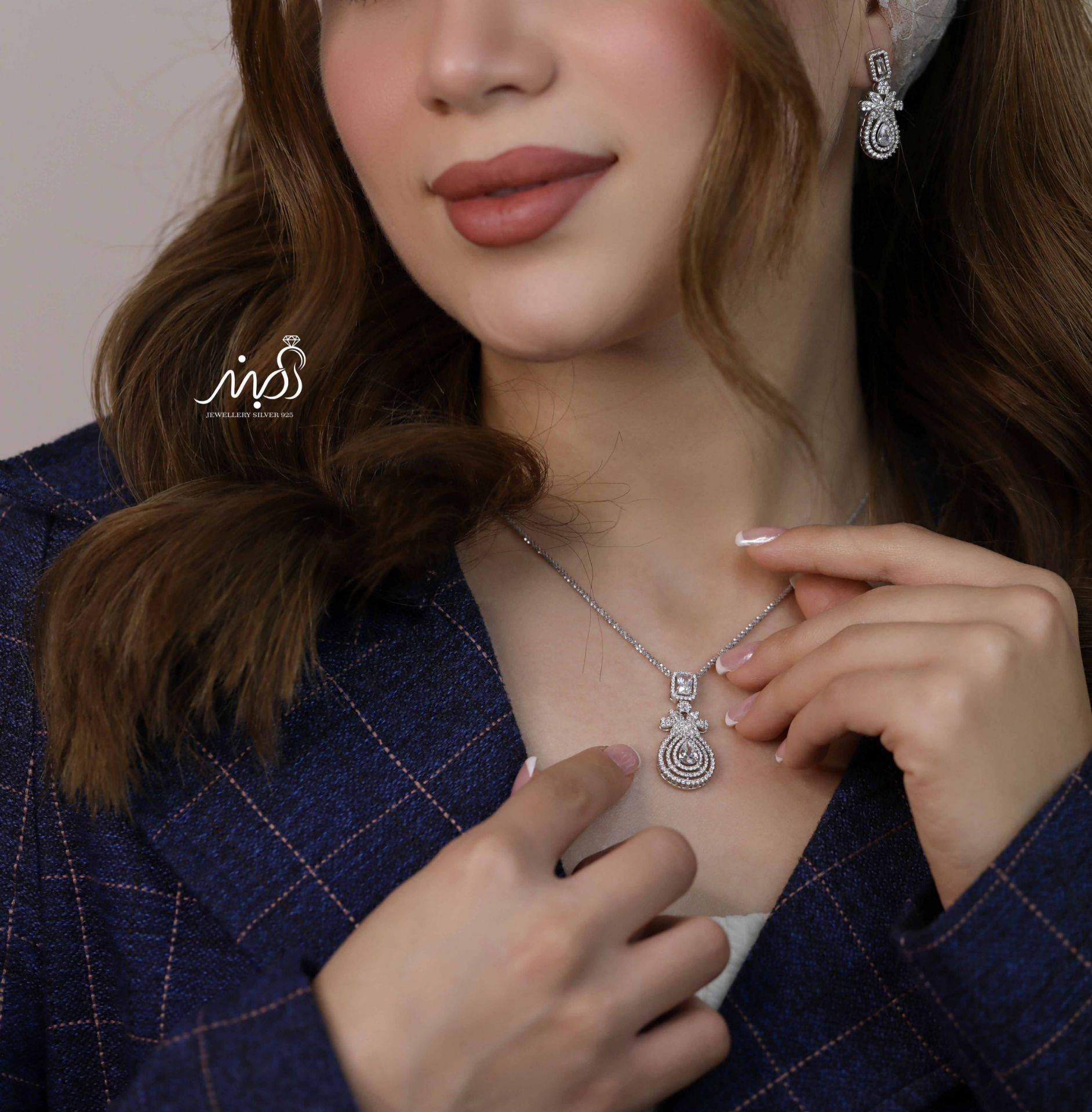 💍نیم ست جواهری لاکچری خاص و زيبا نقره عیار ۹۲۵ (آويز و گوشواره )(N_4379)‌‌‌‌‌‌ ‌	