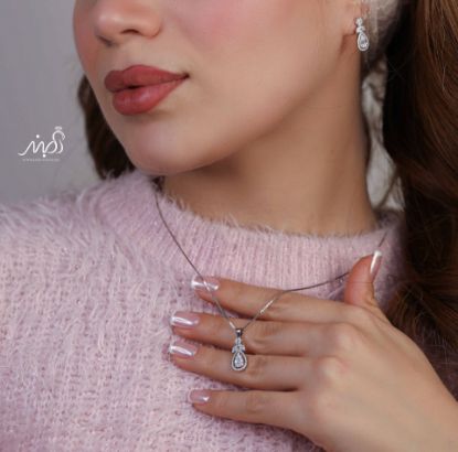 💍نیم ست جواهری لاکچری خاص و زيبا نقره عیار ۹۲۵ (آويز و گوشواره )(N_4381)‌‌‌‌‌‌ ‌	