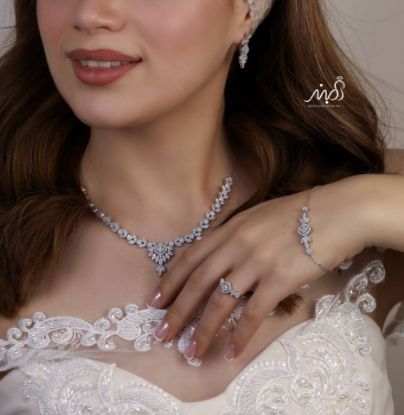 💍سرويس جواهری خاص و زيبا(گردنبند ، گوشواره ، دستبند،انگشتر) نقره عیار 925 (S_6044)‌‌‌‌‌‌ ‌