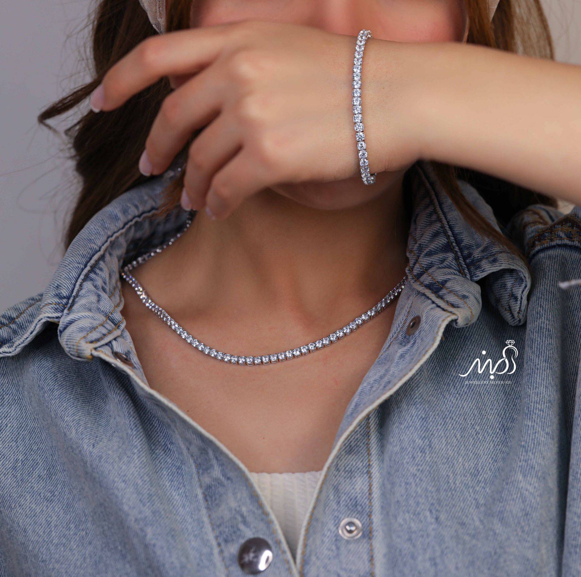 💍گردنبند جواهری لاکچری تنیسی 3.5m ، خاص و زیبا ، نقره عیار ۹۲۵ (G_3256)‌‌‌‌‌‌	