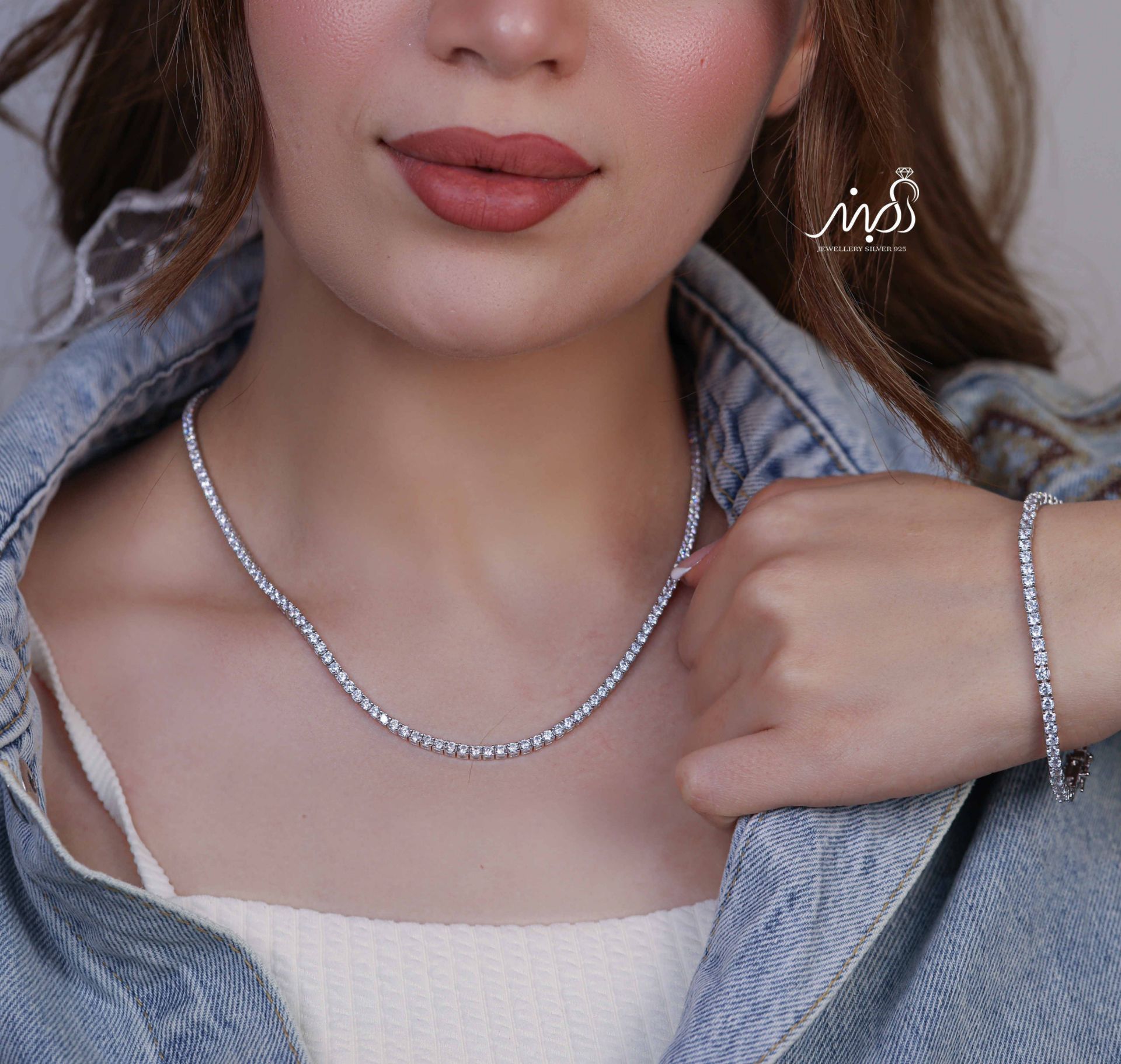 💍گردنبند جواهری تنیسی 2.5m  ، خاص و زیبا ، نقره عیار ۹۲۵ (G_3258)‌‌‌‌‌‌	