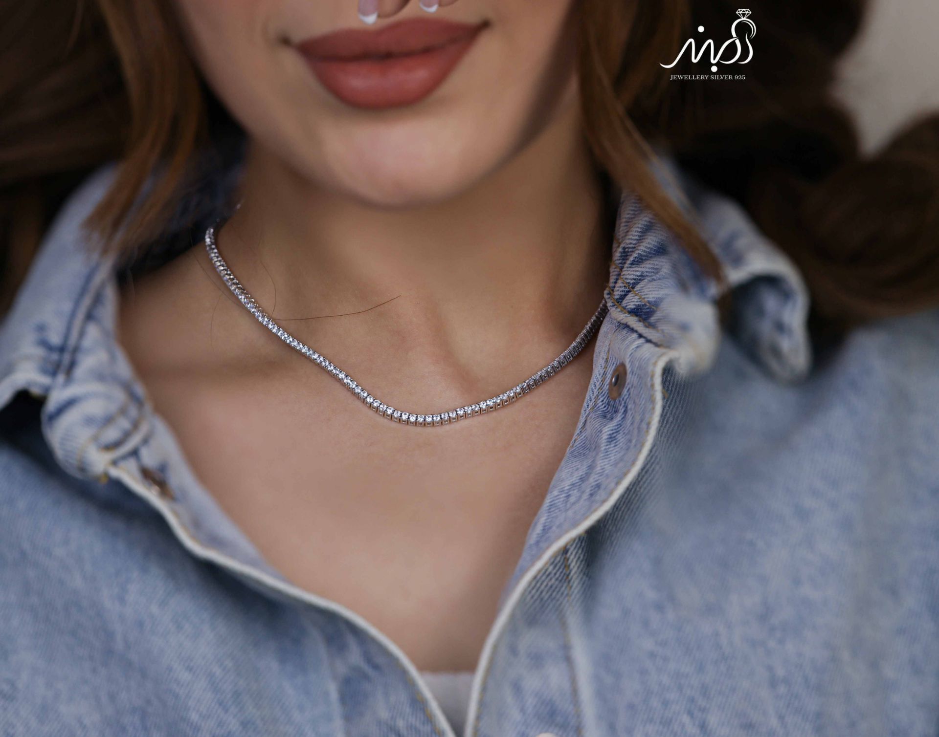 💍گردنبند جواهری تنیسی 2 میلی ، خاص و زیبا ، نقره عیار ۹۲۵ (G_3257)‌‌‌‌‌‌	