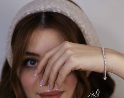💍دستبند جواهری تنیسی 2m خاص و زیبا ، نقره عیار 925 (D_7153)	
