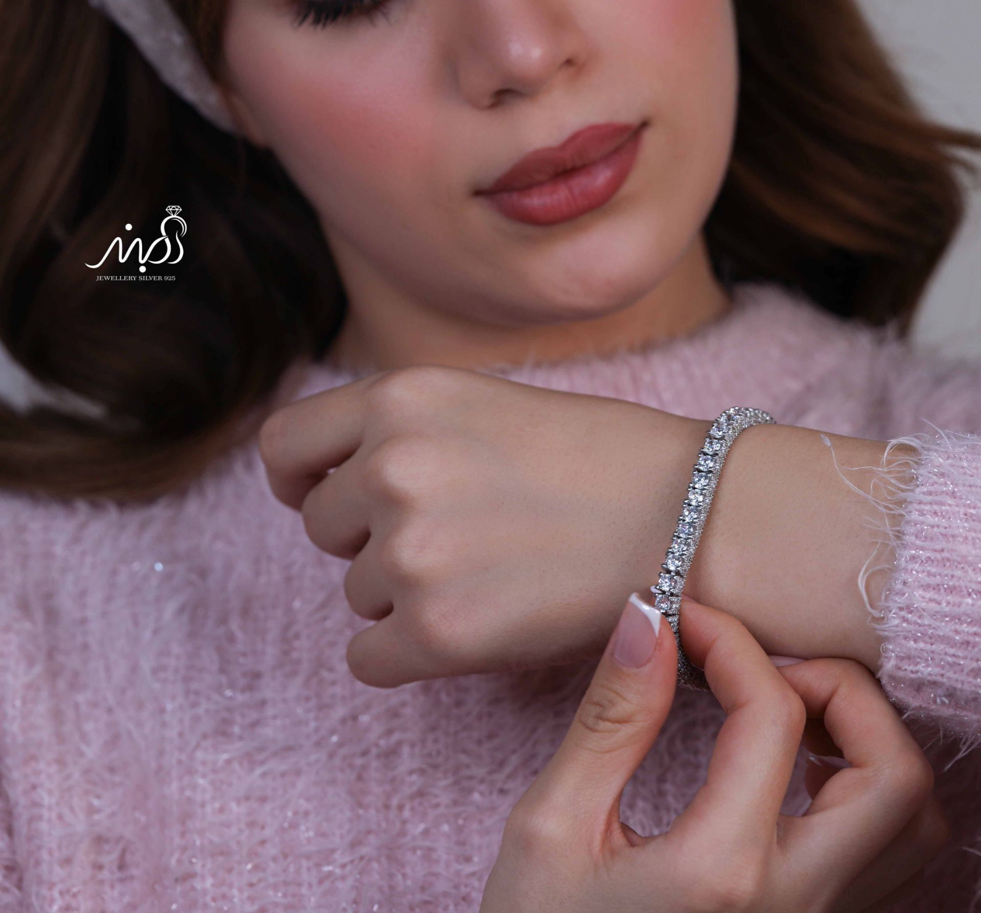 💍دستبند جواهری تنیسی لاکچری  خاص و زیبا ، نقره عیار 925 (D_7155)	