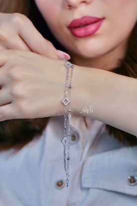 💍دستبند تیفانی با آویز ونکلیف خاص و زیبا ، نقره عیار 925 (D_7169)	