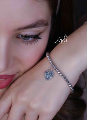 💍دستبند جواهری با آویز قلب خاص و زیبا ، نقره عیار 925 (D_7171)	