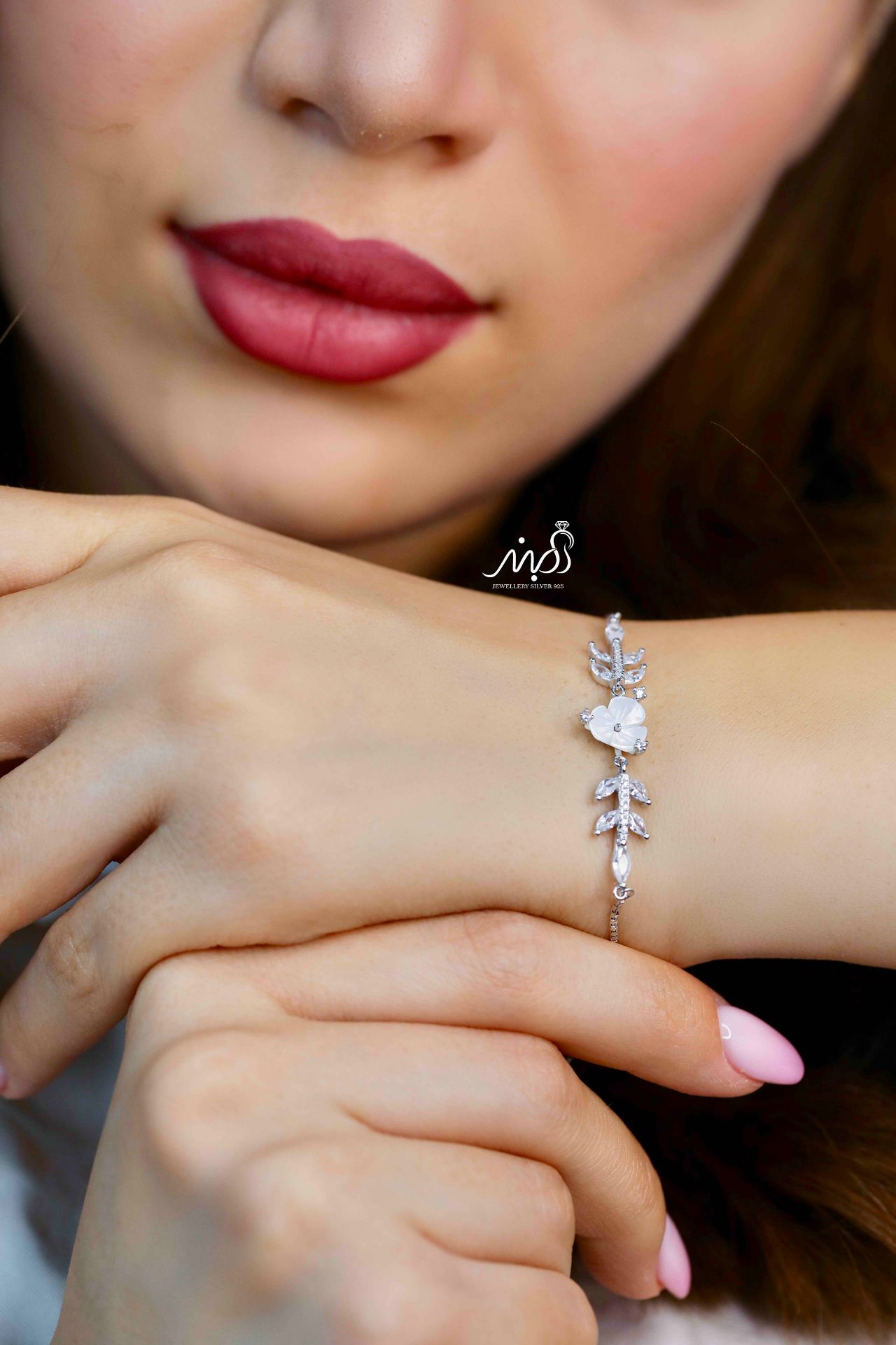 💍دستبند جواهری خاص و زیبا ، نقره عیار 925 (D_7179)	