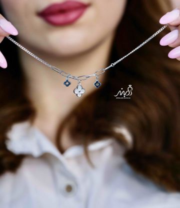 💍دستبند جواهری کارتیر با آویز ونکلیف خاص و زیبا ، نقره عیار 925 (D_7180)	