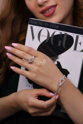 💍دستبند و انگشتر امگا فرد خاص و زیبا ، نقره عیار 925 (D_7185)	