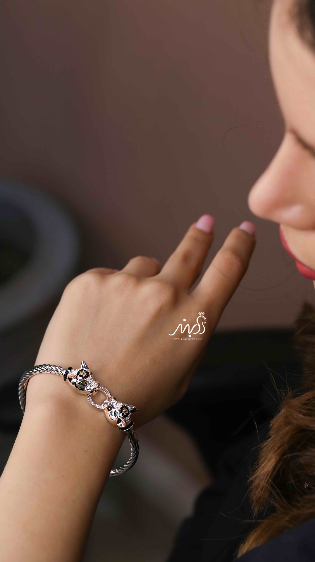 💍دستبند جواهري لاکچري ببر خاص و زیبا ، نقره عیار 925 (D_7196)	