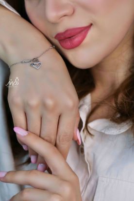 💍دستبند اسپورت با آویز قلب خاص و زیبا ، نقره عیار 925 (D_7198)	