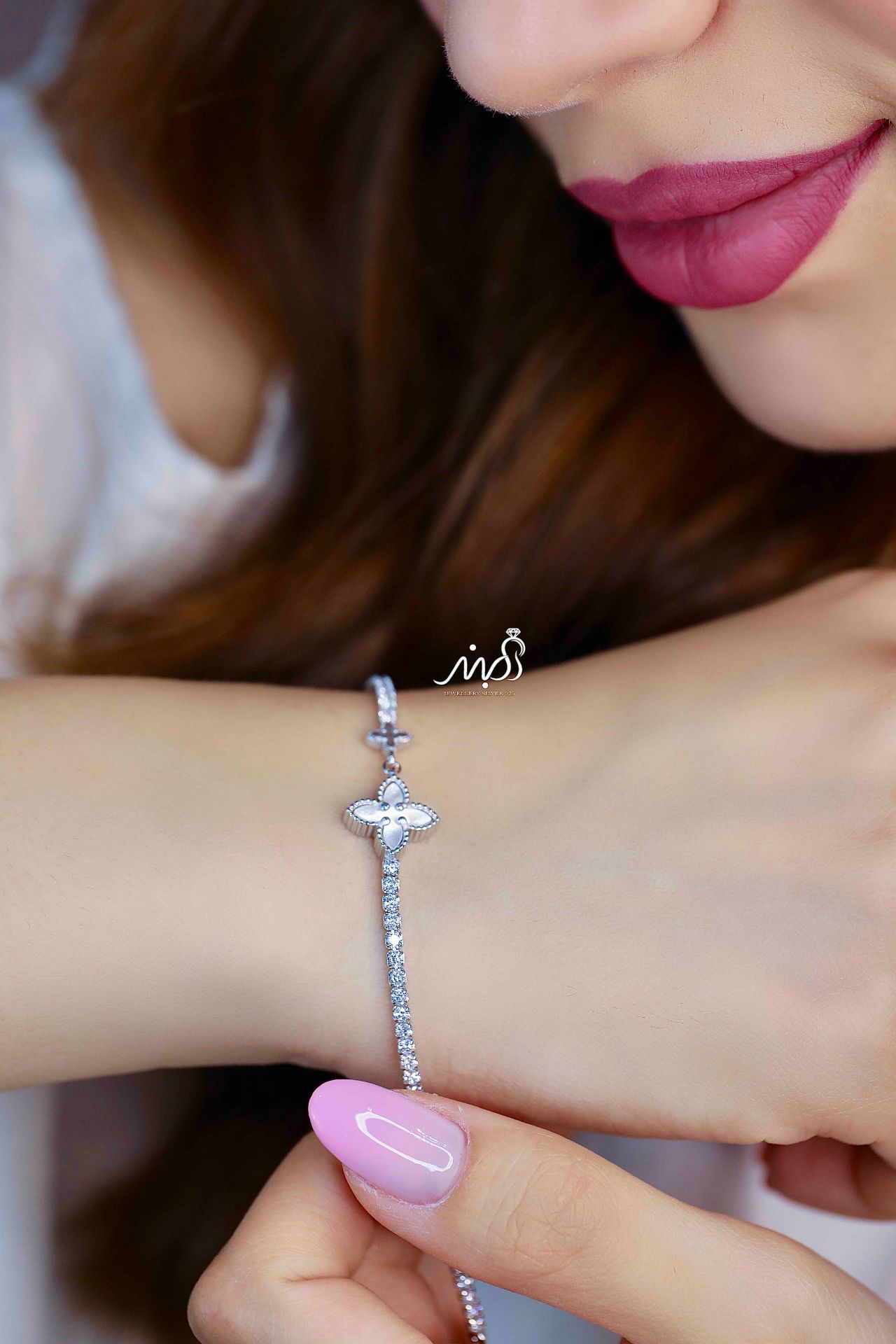 💍دستبند جواهري  خاص و زیبا ، نقره عیار 925 (D_7199)	