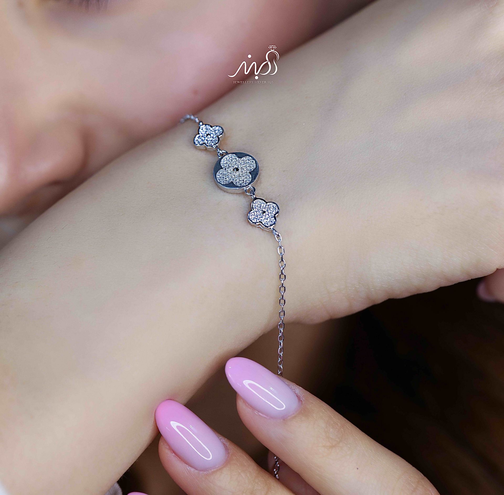💍دستبند جواهري اسپرت ونکلیف خاص و زیبا ، نقره عیار 925 (D_7200)	