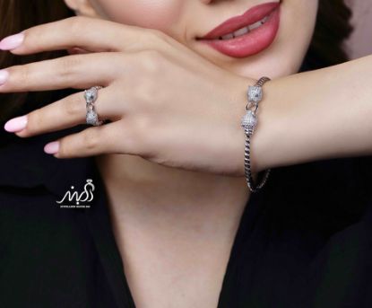 💍دستبند و انگشتر جواهري ببر خاص و زیبا ، نقره عیار 925 (D_7203)	