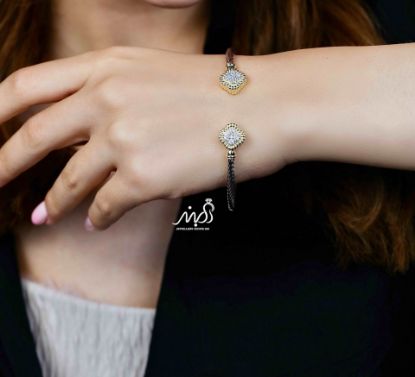 💍دستبند جواهري با ونکلیف طلایی لاکچری خاص و زیبا ، نقره عیار 925 (D_7211)	