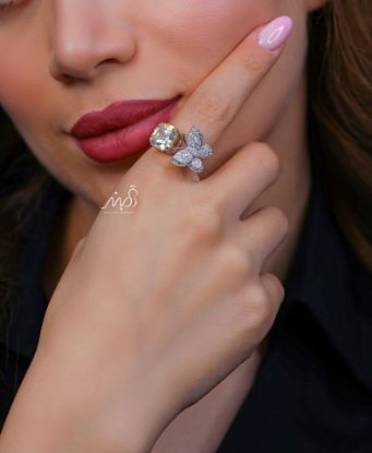 💍انگشتر جواهري پروانه و نگین سیترين خاص و زیبا؛ نقره عیار ۹۲۵(R_1233)	