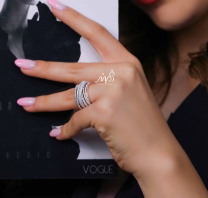💍انگشتر جواهري ضربدری  خاص و زیبا؛ نقره عیار ۹۲۵(R_1240)	