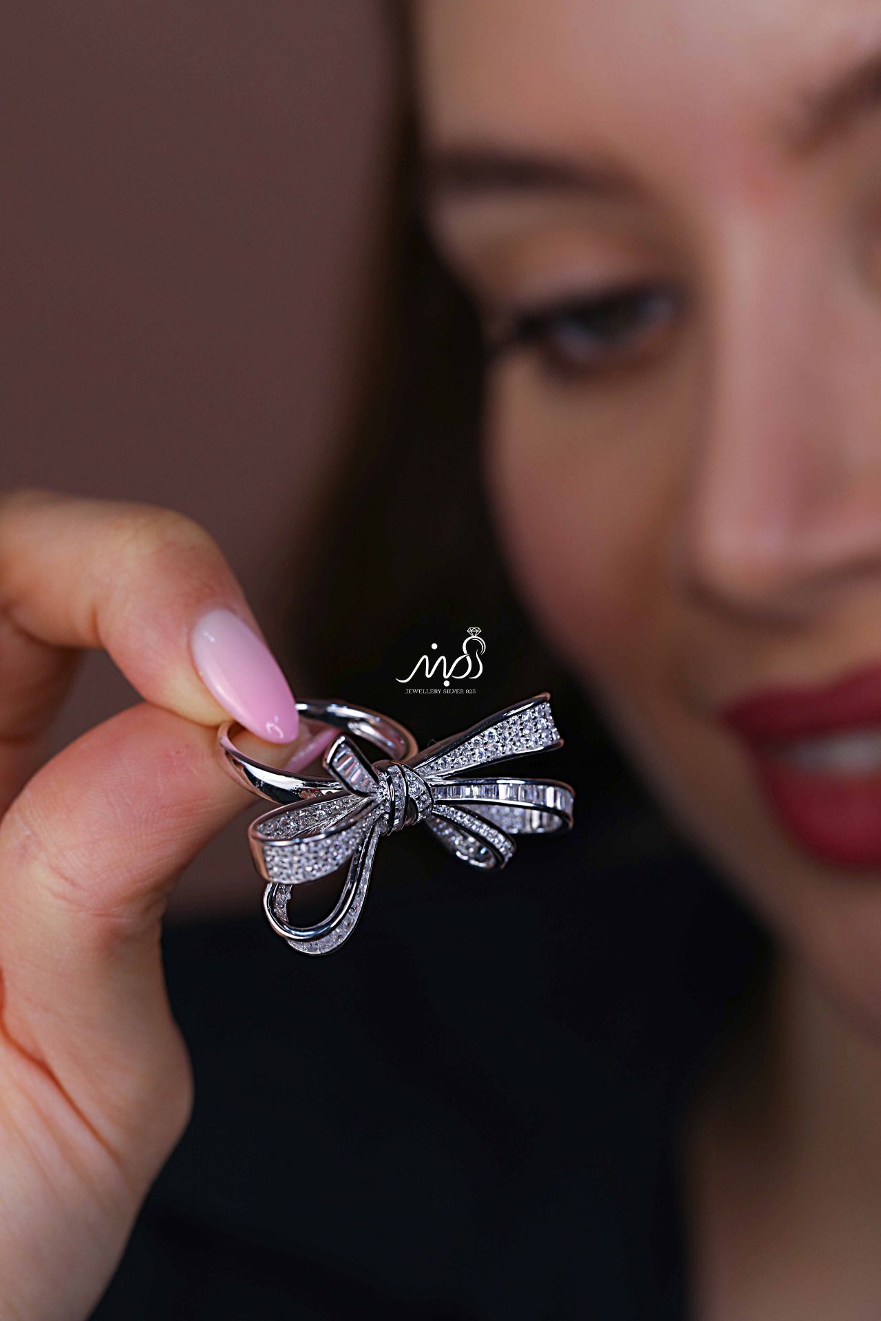 💍انگشتر جواهري پاپیونی لاکچری خاص و زیبا؛ نقره عیار ۹۲۵(R_1244)	